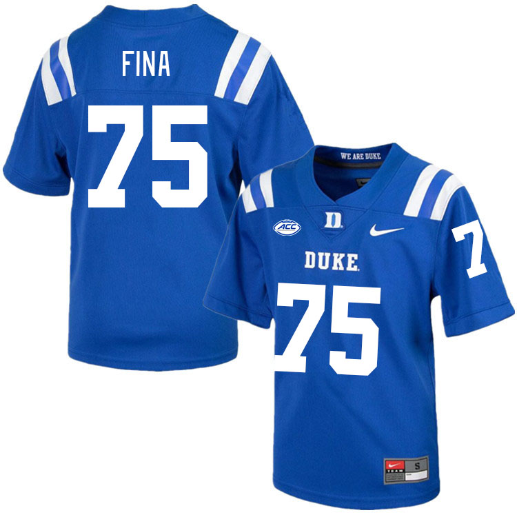 Men #75 Bruno Fina Duke Blue Devils College Football Jerseys Stitched-Royal